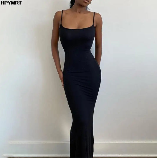 Vestido maxi satinado para mujer – sin mangas, espalda descubierta y estilo elegante bodycon