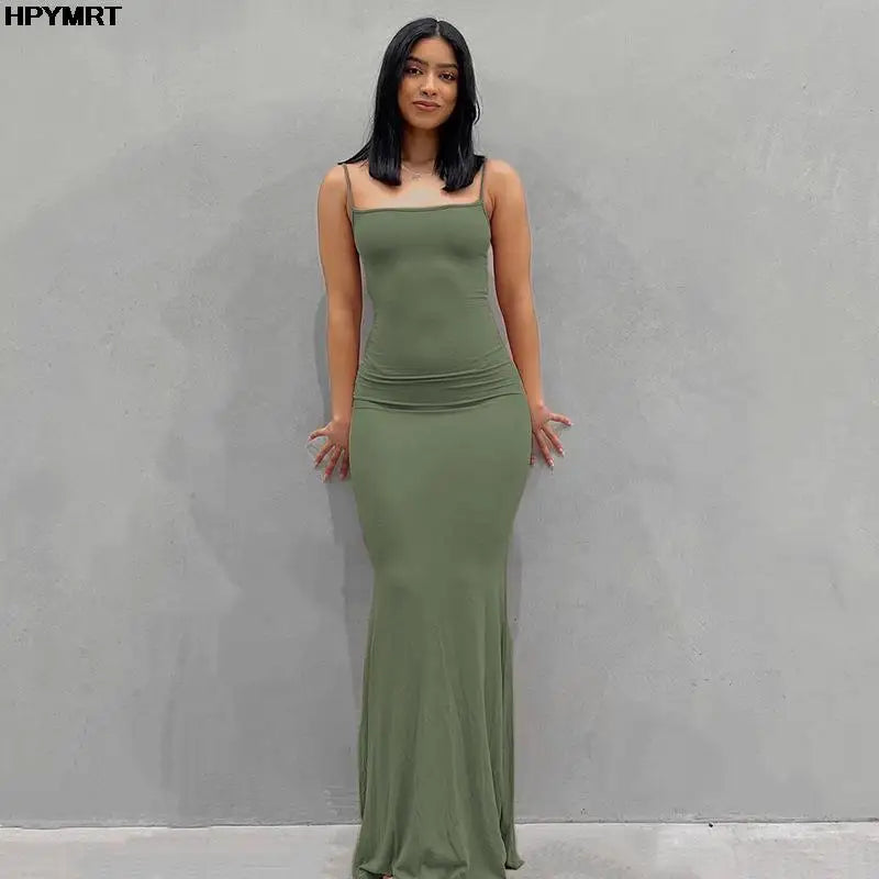 Vestido maxi satinado para mujer – sin mangas, espalda descubierta y estilo elegante  bodycon