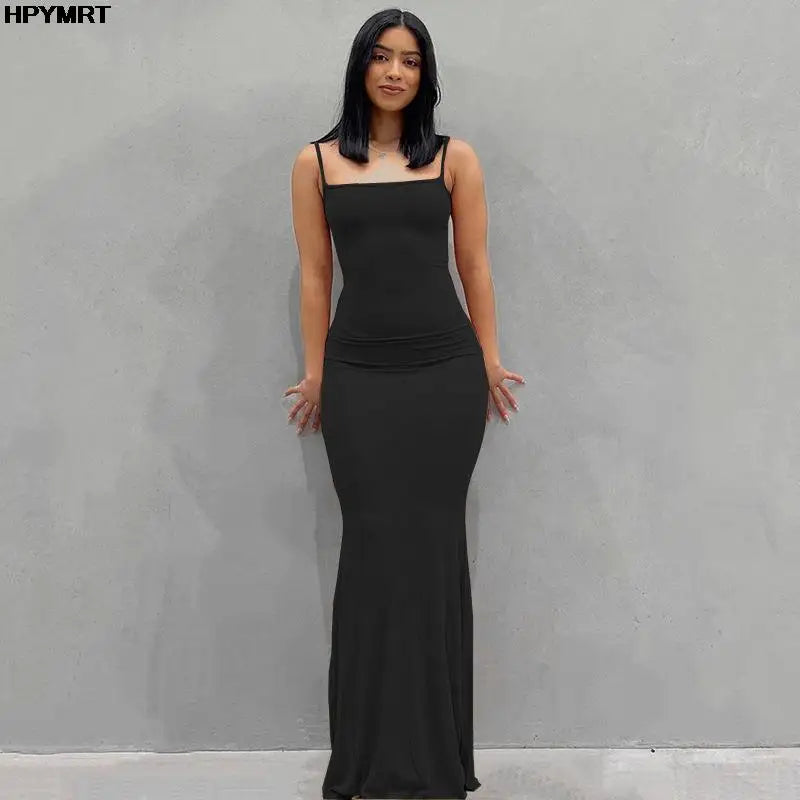 Vestido maxi satinado para mujer – sin mangas, espalda descubierta y estilo elegante  bodycon
